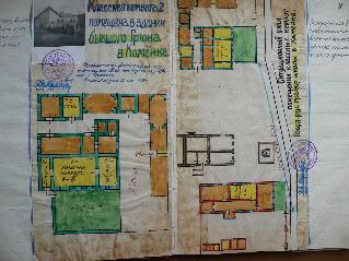 Situan pln kolskch objektov ttnej ruskej metianskej koly v roku 1947 poda riaditea E. Millho, z ktorej bola kontituovan Osemron stredn kola. Vavo pdorys budovy J. Grna, vpravo dole  trojtriedna budova ttnej udovej  koly, v ktorej  bola jedna trieda  ttnej metianskej koly. Hore budova J. Grna